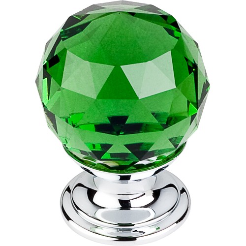 Green Crystal Knob 1 1/8" w/ Polished Chrome Base