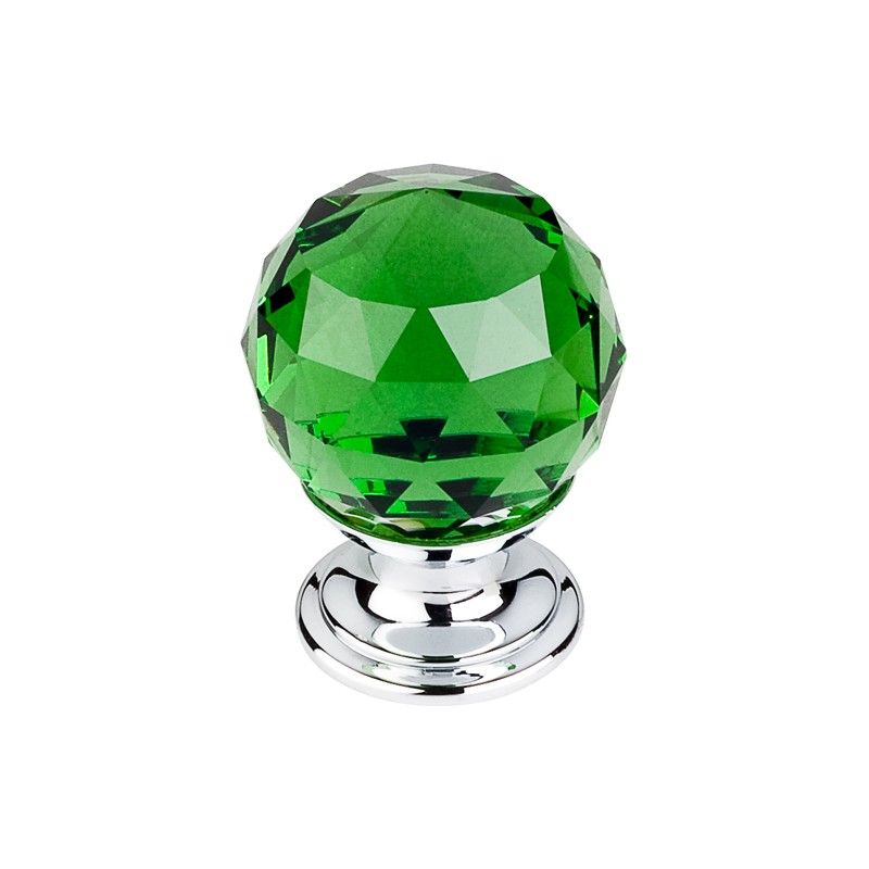 Green Crystal Knob 1 1/8" w/ Polished Chrome Base