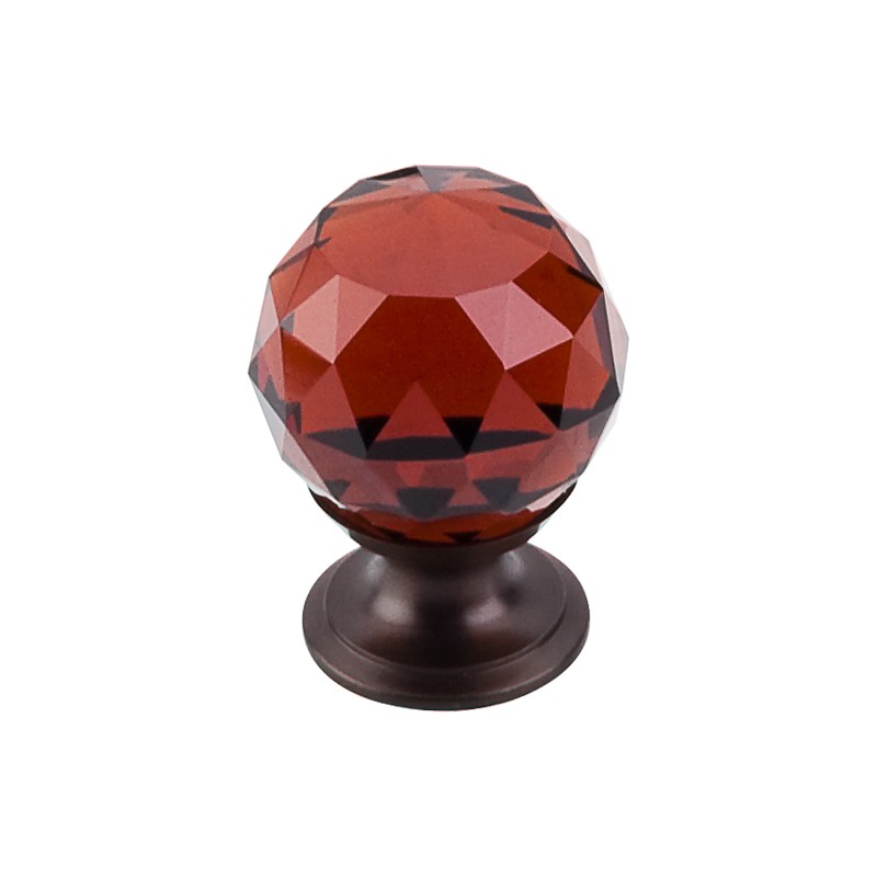 Wine Crystal Knob 1 1/8" w/ Oil Rubbed Bronze Base