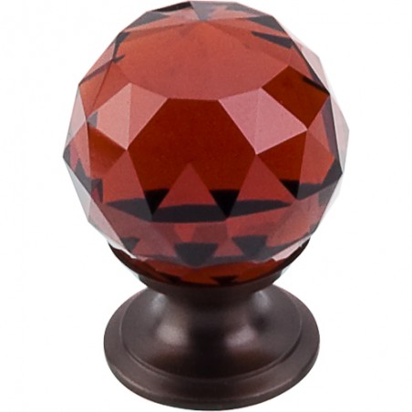 Wine Crystal Knob 1 1/8" w/ Oil Rubbed Bronze Base