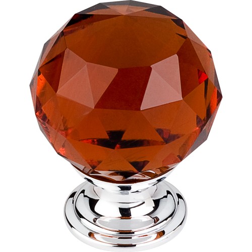 Wine Crystal Knob 1 3/8" w/ Polished Chrome Base
