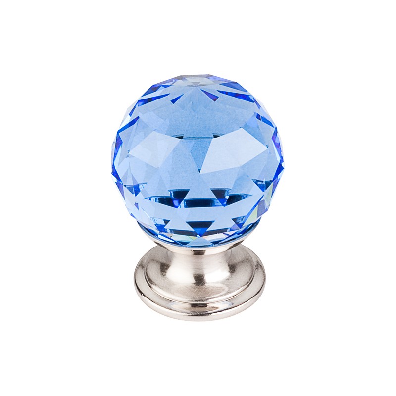 Blue Crystal Knob 1 1/8" w/ Brushed Satin Nickel Base