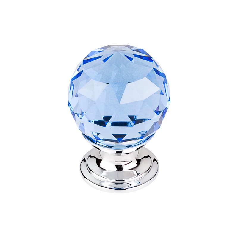 Blue Crystal Knob 1 1/8" w/ Polished Chrome Base