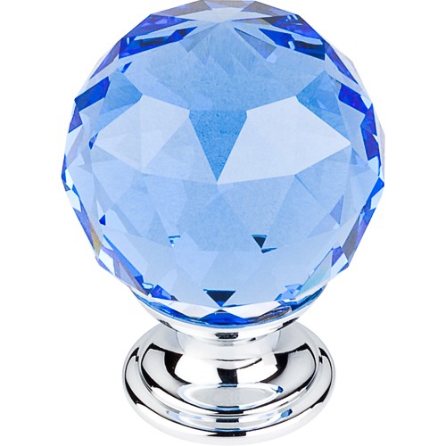 Blue Crystal Knob 1 3/8" w/ Polished Chrome Base