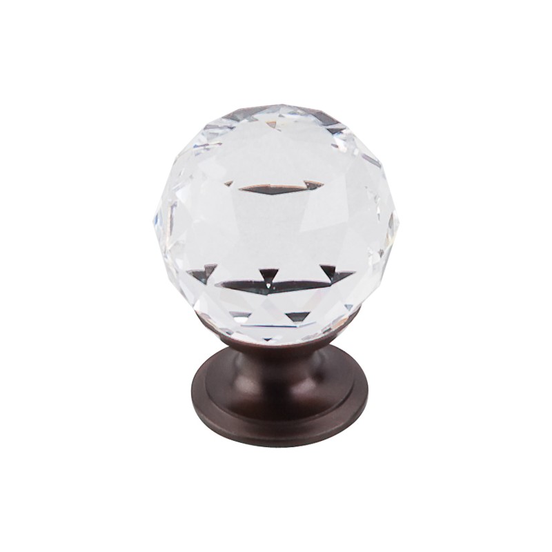 Clear Crystal Knob 1 1/8" w/ Oil Rubbed Bronze Base