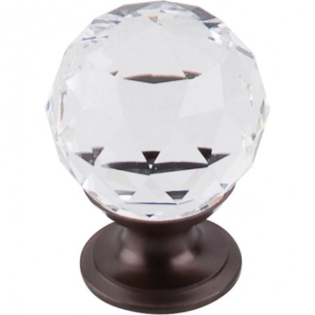 Clear Crystal Knob 1 1/8" w/ Oil Rubbed Bronze Base