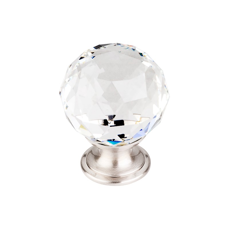 Clear Crystal Knob 1 3/8" w/ Brushed Satin Nickel Base