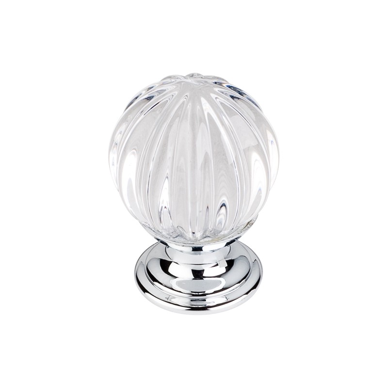 Clear Melon Crystal Knob 1 1/8" w/ Polished Chrome Base