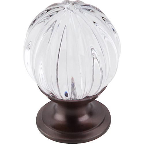 Clear Melon Crystal Knob 1 1/8" w/ Oil Rubbed Bronze Base