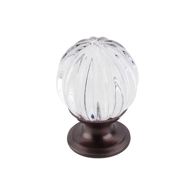 Clear Melon Crystal Knob 1 1/8" w/ Oil Rubbed Bronze Base