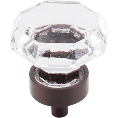 Clear Octagon Crystal Knob 1 3/8" w/ Oil Rubbed Bronze Base
