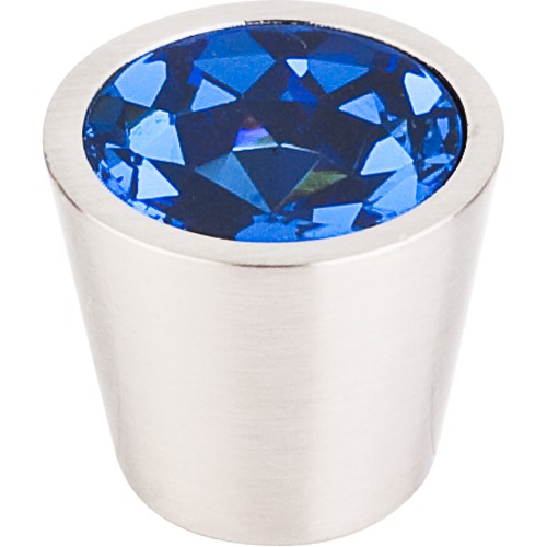 Blue Crystal Center Knob 3/4" w/ Brushed Satin Nickel Shell