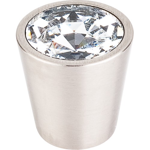 Clear Crystal Center Knob 1 1/16" w/ Brushed Satin Nickel Shell