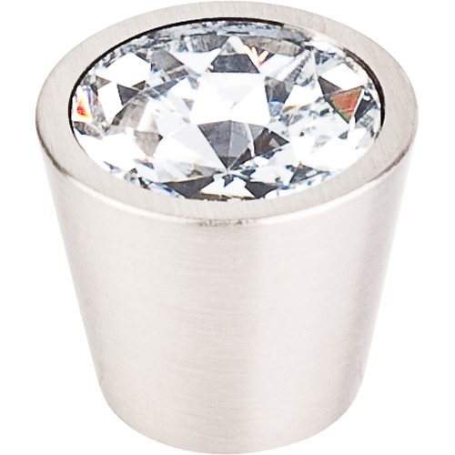 Clear Crystal Center Knob 3/4" w/ Brushed Satin Nickel Shell