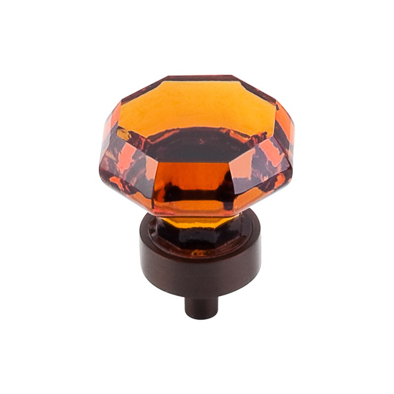 Wine Octagon Crystal Knob 1 3/8" w/ Oil Rubbed Bronze Base