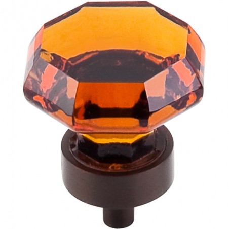 Wine Octagon Crystal Knob 1 3/8" w/ Oil Rubbed Bronze Base