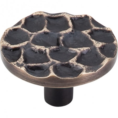 Cobblestone Round Knob 1 15/16"  Brass Antique