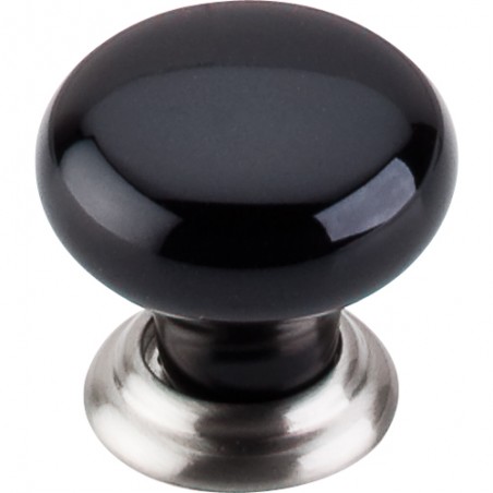 Ceramic Knob Large 1 3/8"  Brushed Satin Nickel & Black