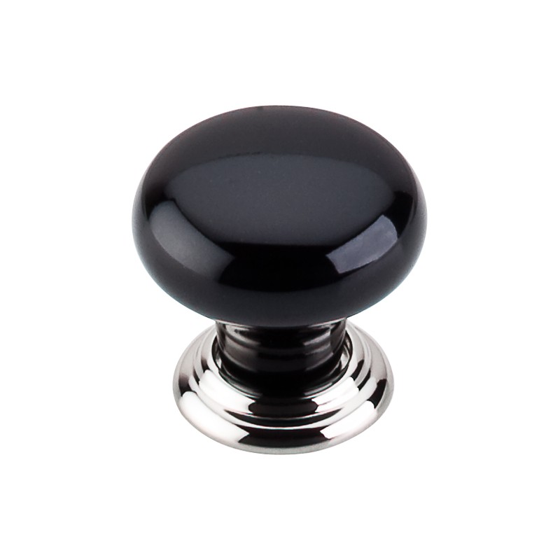 Ceramic Knob Large 1 3/8"  Polished Nickel & Black