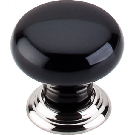 Ceramic Knob Large 1 3/8"  Polished Nickel & Black