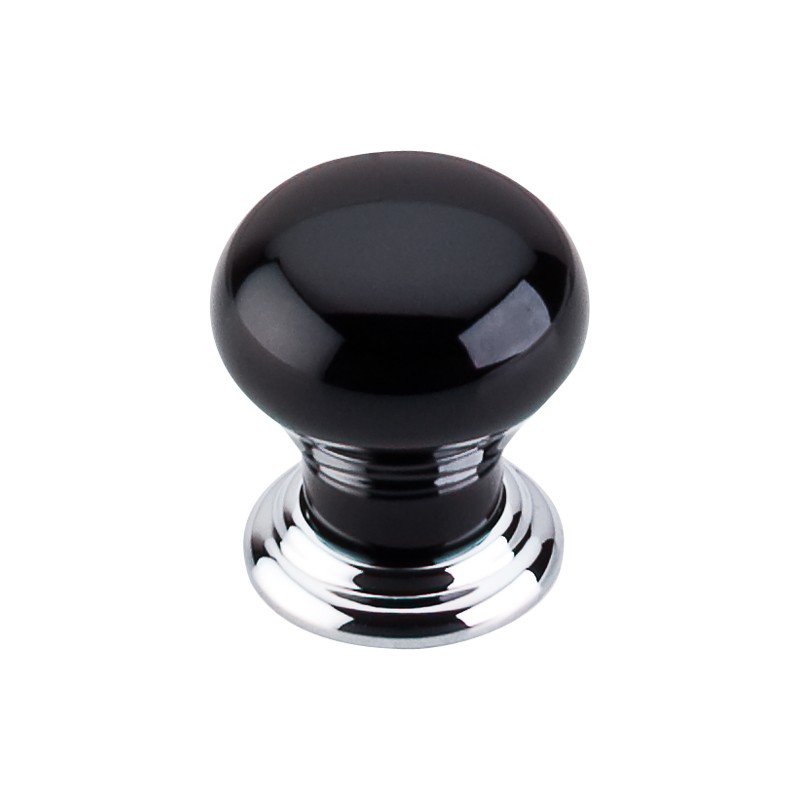 Ceramic Knob Small 1 1/8"  Polished Chrome & Black