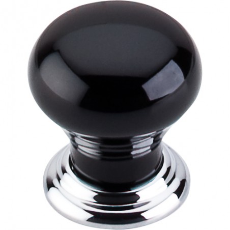 Ceramic Knob Small 1 1/8"  Polished Chrome & Black