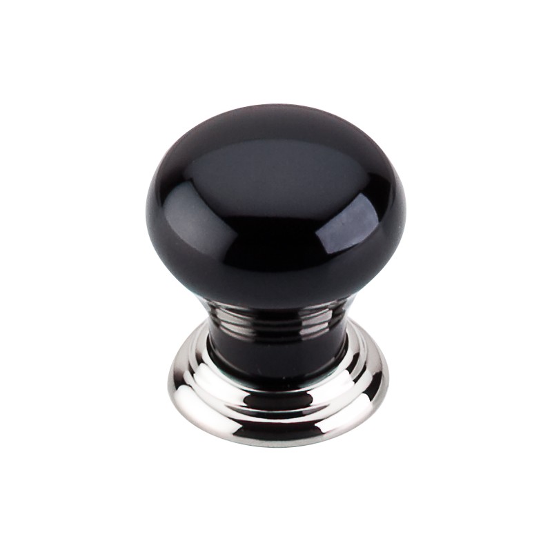 Ceramic Knob Small 1 1/8"  Polished Nickel & Black