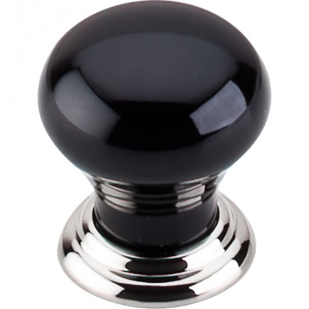 Ceramic Knob Small 1 1/8"  Polished Nickel & Black