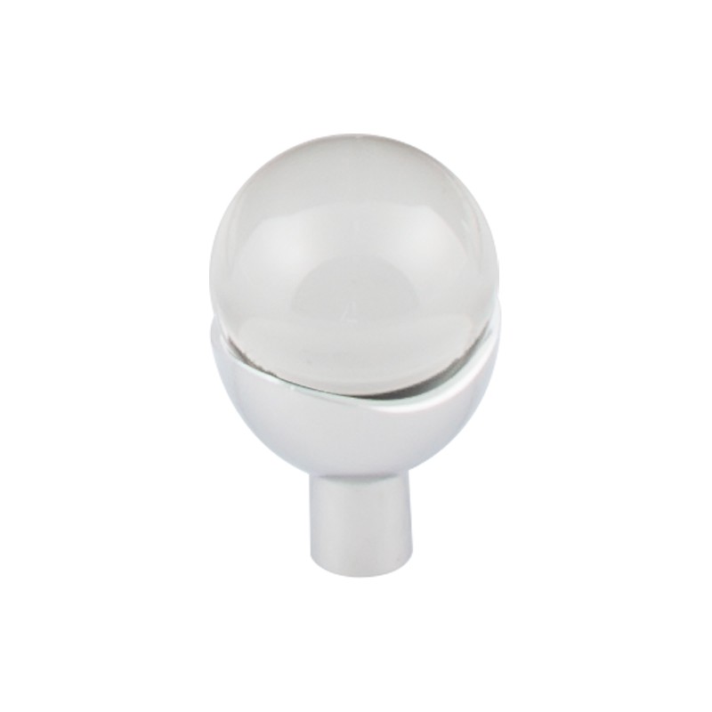 Nina Clear Glass Round Knob 1"  Polished Chrome Base