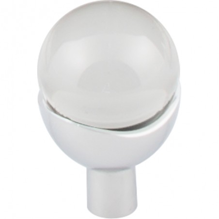 Nina Clear Glass Round Knob 1"  Polished Chrome Base