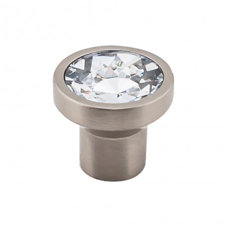 Wentworth Crystal Round Knob 13/16"  Brushed Satin Nickel Base