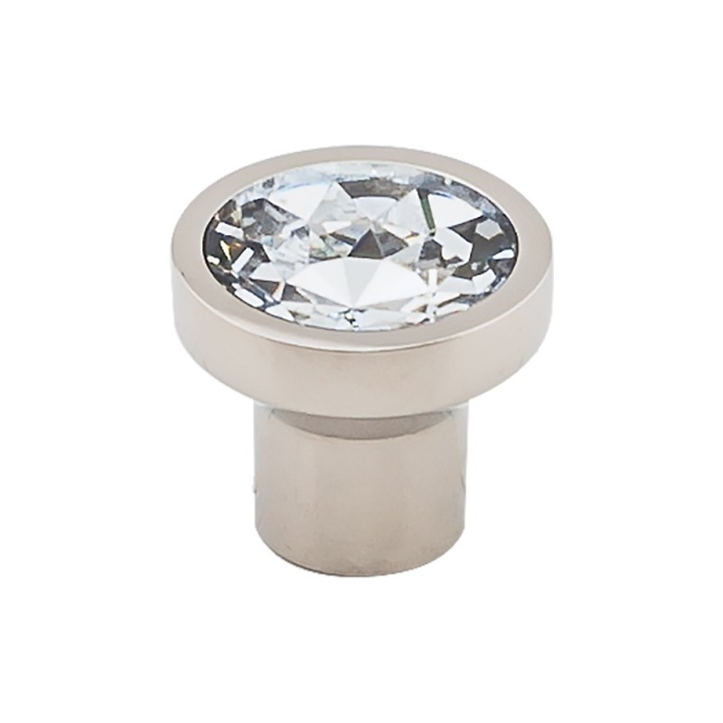 Wentworth Crystal Round Knob 13/16"  Polished Nickel Base