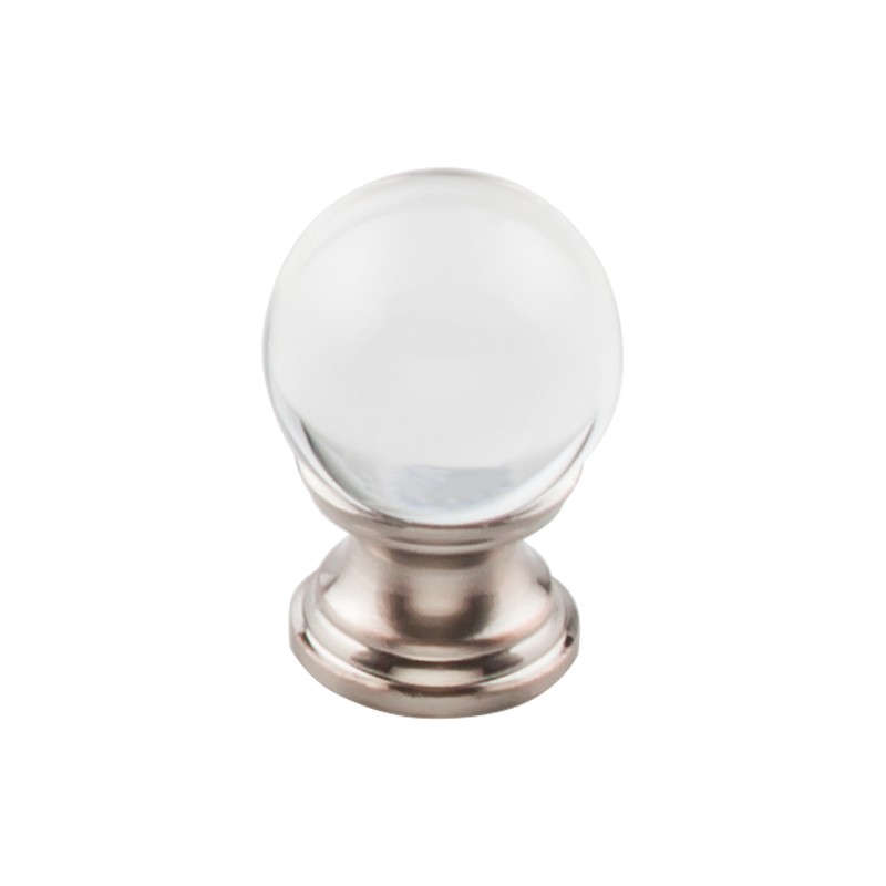 Clarity Clear Glass Round Knob 1"  Brushed Satin Nickel Base