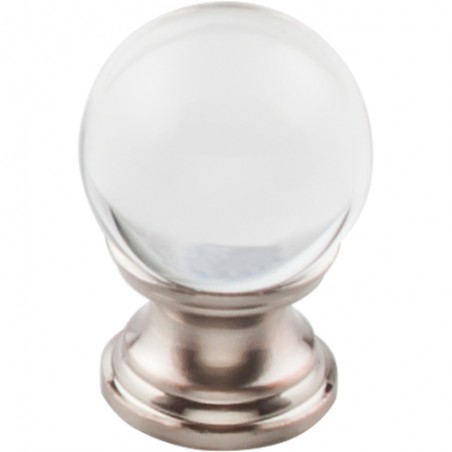 Clarity Clear Glass Round Knob 1"  Brushed Satin Nickel Base