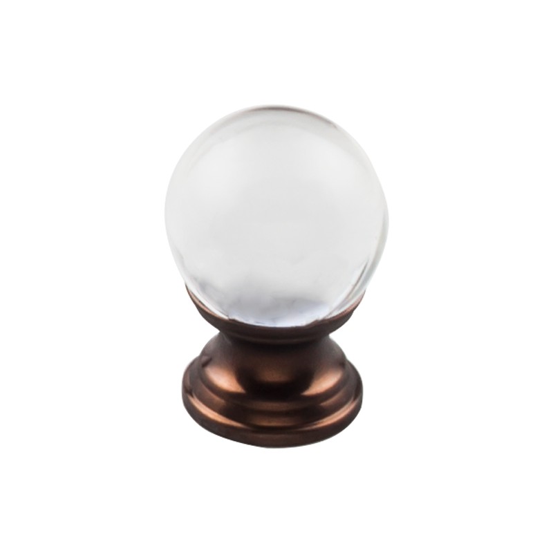 Clarity Clear Glass Round Knob 1"  Oil Rubbed Bronze Base