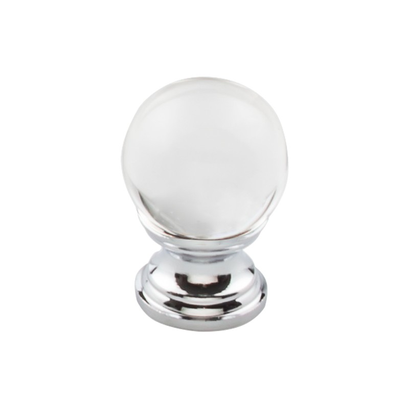 Clarity Clear Glass Round Knob 1"  Polished Chrome Base