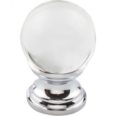 Clarity Clear Glass Round Knob 1"  Polished Chrome Base