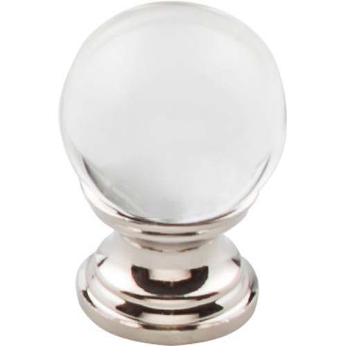Clarity Clear Glass Round Knob 1"  Polished Nickel Base