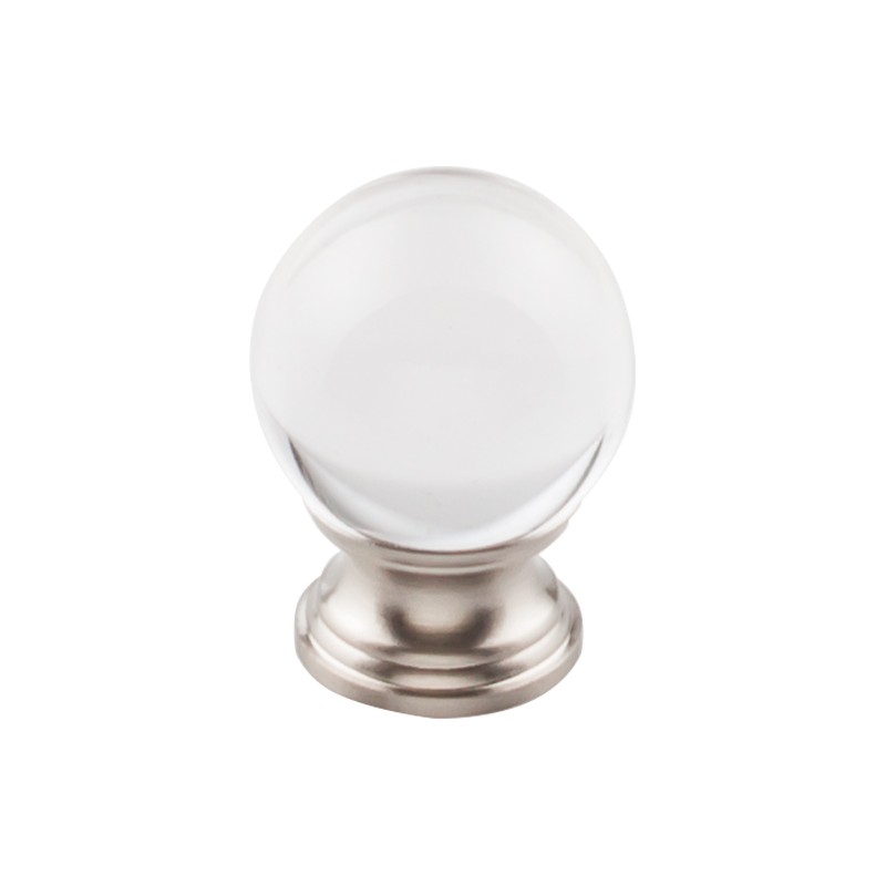 Clarity Clear Glass Round Knob 1 3/16"  Brushed Satin Nickel Base