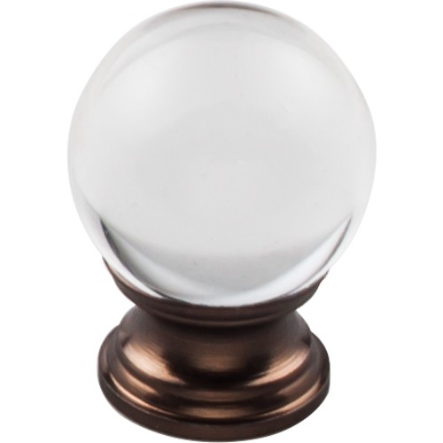 Clarity Clear Glass Round Knob 1 3/16"  Oil Rubbed Bronze Base