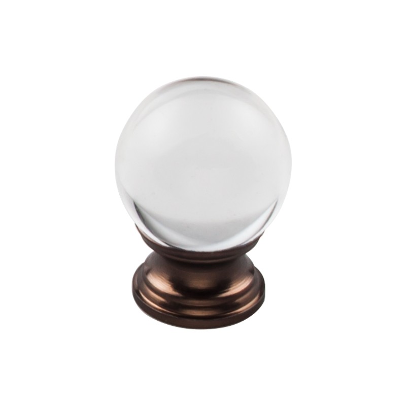 Clarity Clear Glass Round Knob 1 3/16"  Oil Rubbed Bronze Base