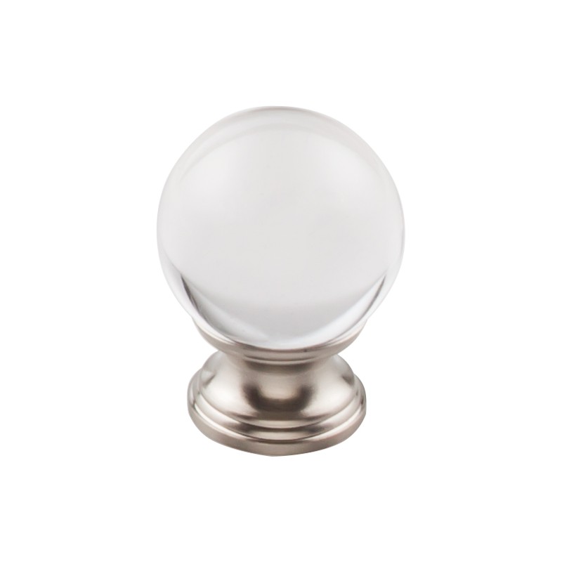 Clarity Clear Glass Round Knob 1 3/8"  Brushed Satin Nickel Base
