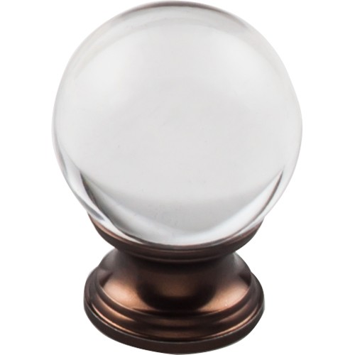 Clarity Clear Glass Round Knob 1 3/8"  Oil Rubbed Bronze Base