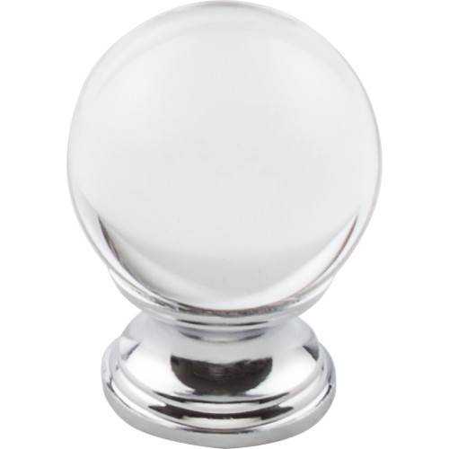 Clarity Clear Glass Round Knob 1 3/8"  Polished Chrome Base