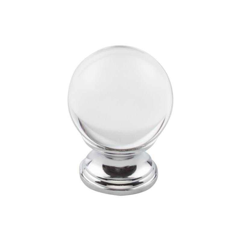 Clarity Clear Glass Round Knob 1 3/8"  Polished Chrome Base