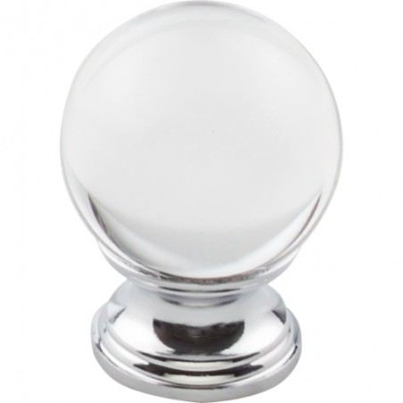 Clarity Clear Glass Round Knob 1 3/8"  Polished Chrome Base