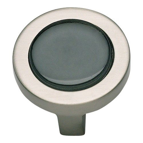 Spa Black Round Knob - Brushed Nickel