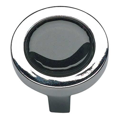 Spa Black Round Knob - Polished Chrome