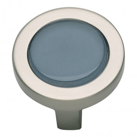Spa Blue Round Knob - Brushed Nickel