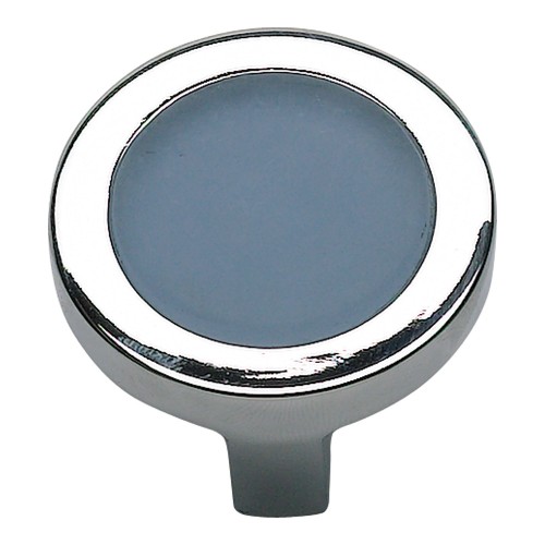 Spa Blue Round Knob - Polished Chrome